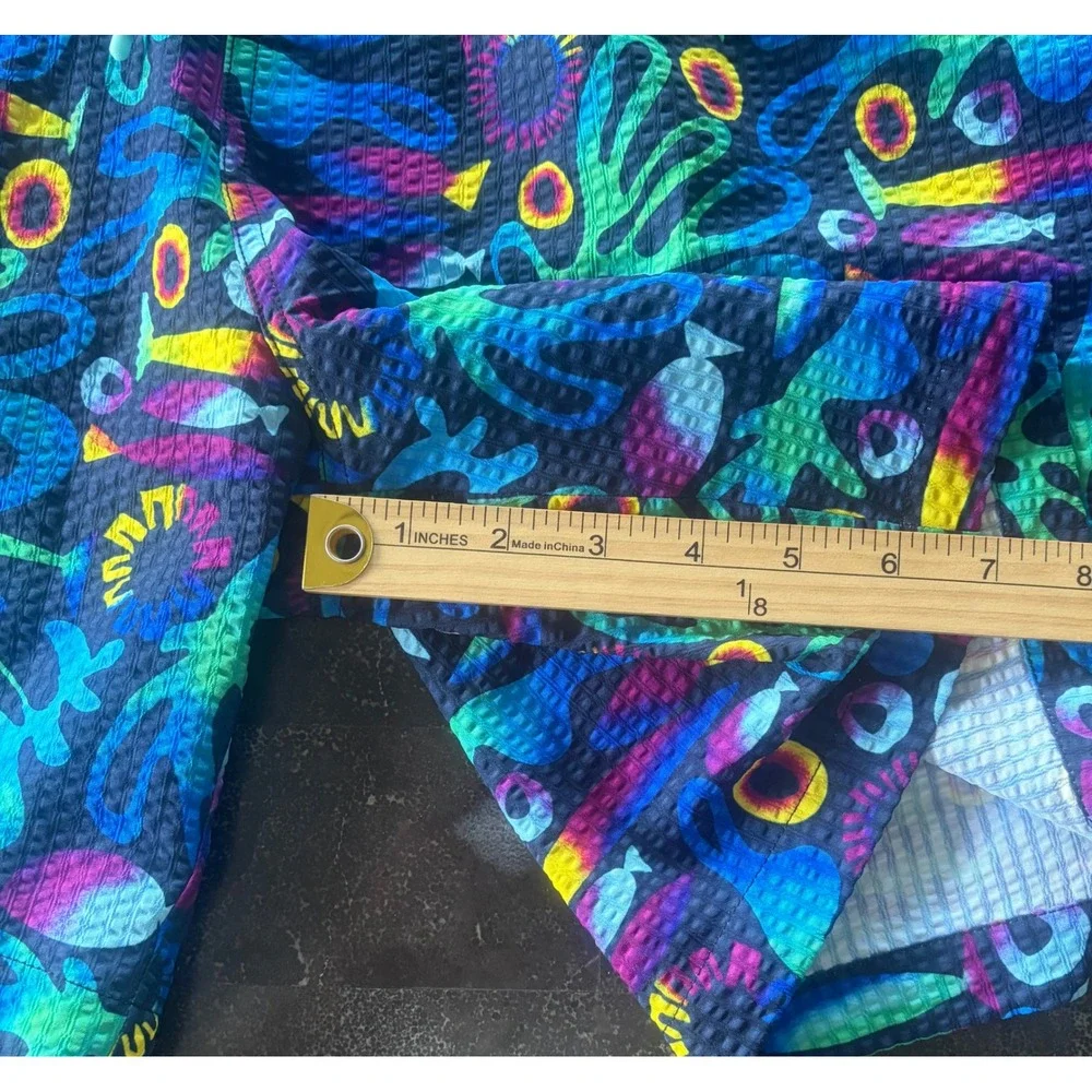 RSVLTS Mens 2XL Beersucker Swim Trunks Multicolor Abstract Fish Print Shorts